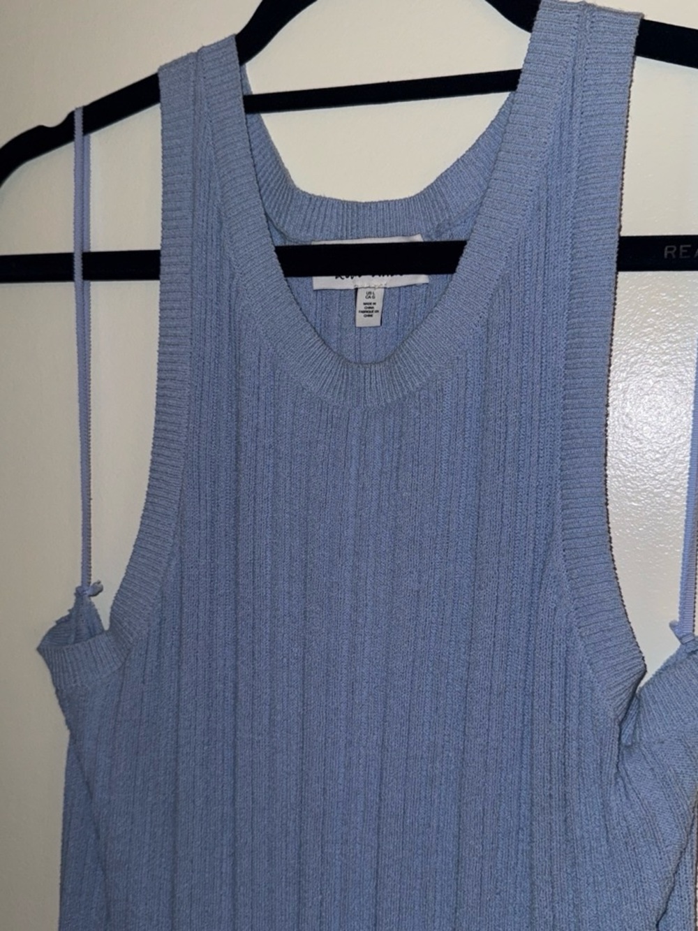 Sky Blue Ribbed Knit Tank Top dress